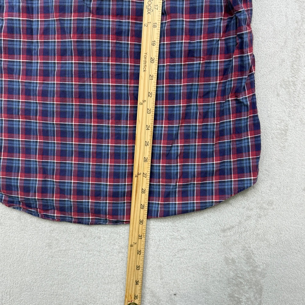 VTG Ralph Lauren Button Down Shirt Mens Medium Red Blue Plaid Long Sleeve Pony - Picture 6 of 8